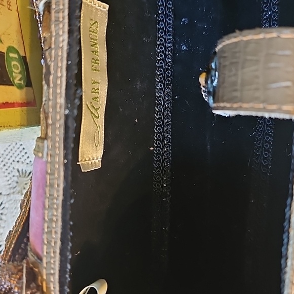 Vintage Mary Frances Stone Embellished Pink and Brown Women's Evening Clutch - Picture 15 of 16